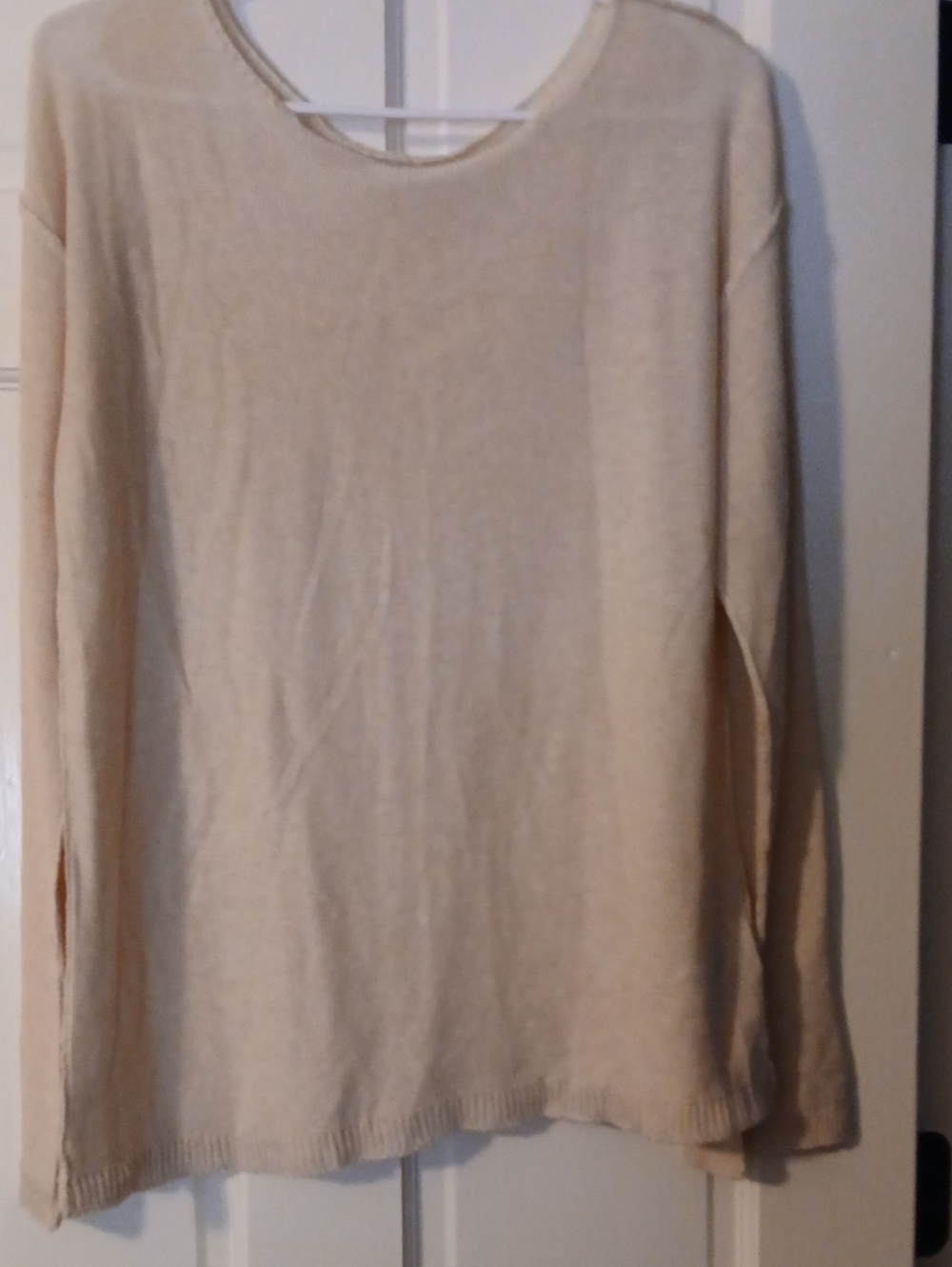 Women's Lightweight Cream Crew Neck Sweater